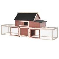 PawHut Pollaio Prefabbricato a Terra Gabbia per Galline Ovaiole con Recinto Mobile in Metallo Bianco 290x71x119cm(m-1)