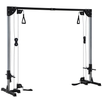 SPORTNOW Appareil de musculation double poulie vis à vis crossover, charge libre avec haltère 2 x 50kg dim. 245L x 85l x 207H cm