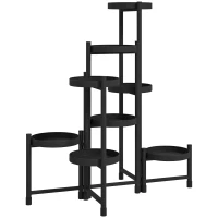 Outsunny Support plantes intérieur en acier 8 niveaux étagère à plantes structure triangulaire pliable 75 x 49 x 82 cm noir(m-11)