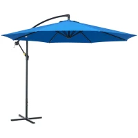 Outsunny 3(m) Offset Cantilever Parasol, with Cross Base - Blue(m-10)