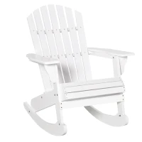 Outsunny Fauteuil de Jardin Adirondack à Bascule Rocking Chair Style néo-rétro Assise Dossier Ergonomique Bois Sapin traité Peint Blanc(m-11)