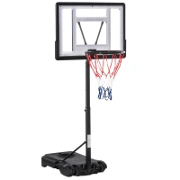 HOMCOM Panier de basket extérieur pour Bord de Piscine Poteau Panneau, Base de lestage sur roulettes Hauteur de l'arceau réglable 1,1-1,3 m Noir Blanc(m-11)