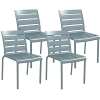 Outsunny Lot de 4 chaises de jardin chaises de bistro empilables avec assise et dossier à lattes dim. 42L x 54l x 78H cm gris(m-10)