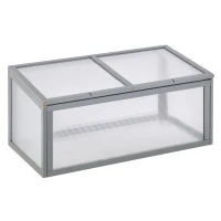 Outsunny Mini Serre de Jardin Serre à tomates dim. 90L x 46l x 40H cm Toit ouvrable Panneaux de Polycarbonate Bois Sapin pré-huilé Gris(m-1)