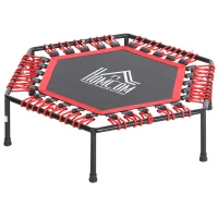 HOMCOM 40" Hexagon Fitness Trampoline Indoor Outdoor Metal Bouncer Jumper Adult Home Gym Fitness - Red(m-1)
