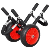 HOMCOM Chariot de surf pliable chariot de transport chariot de canoë cadre en aluminium dim. 64L x 55l x 38,5H noir et rouge(m-10)