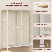 HOMCOM Chest of Eight Fabric Drawers - Natural Wood Finish(m-7)