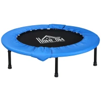 HOMCOM 40" Mini Fitness Trampoline Home Gym Yoga Exercise Rebounder Indoor Outdoor Jumper with Safety Pad, Support Up to 150 KG, Blue and Black(m-1)