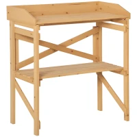 Outsunny Pflanztisch mit Ablagefläche Blumentisch Gärtnertisch Garten Holz Hellbraun 80 x 40 x 84 cm(m-1)