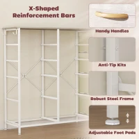 HOMCOM Chest of Ten Fabric Drawers - Natural Wood Finish(m-7)