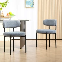 HOMCOM Set von 2 Esszimmerstühlen mit Bouclé-Stoffrücken und Stahlbeinen 51 x 51 x 76 cm Grau(m-2)