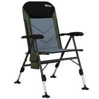Outsunny Foldable Metal Frame Fishing Chair, with Adjustable Legs - Green/Black(m-1)