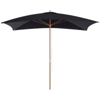 Outsunny Ombrellone 2x3 m da Giardino Impermeabile, in Legno e Poliestere 180G, Nero(m-1)