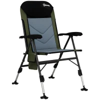 Outsunny Foldable Metal Frame Fishing Chair, with Adjustable Legs - Green/Black(m-10)