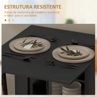 HOMCOM Mesa de Cozinha com Laterais Dobráveis Mesa de Refeição com 2 Rodas e Prateleiras Estilo Moderno 120x60x75 cm Preto(m-7)