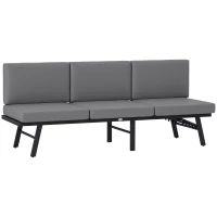Outsunny Divano da Giardino 3 in 1 Reclinabile su 5 Posizioni con Cuscini, 180x63.5x68 cm, Grigio(m-1)