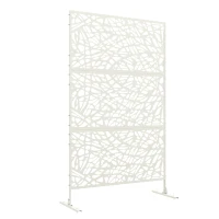Outsunny Panneau brise vue décoratif paravent extérieur à motif géométrique ajouré en métal - 122 x 45 x 198 cm, blanc(m-11)