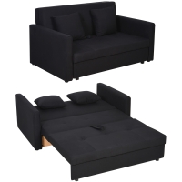 HOMCOM Schlafsofa, 2er-Sofa, mit verstecktem Stauraum, Pollycotton, Dunkelgrau