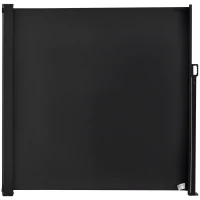 Outsunny Store latéral brise-vue rétractable 350 x 180 cm, paravent extérieur en aluminium, protection solaire, brise-vue extensible pour balcon, jardin, terrasse, gris foncé(m-1)