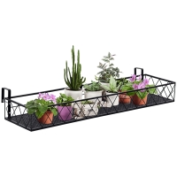 Outsunny Fioriera da Esterno Portavasi con Ganci per Ringhiera Balcone in Metallo, 100x31x12cm, Nero