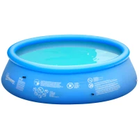 Outsunny Piscina Inflable Familiar para 3-4 Personas Redonda 4,000 Litros Ø274x76 cm con Inflador de Mano Azul(m-10)