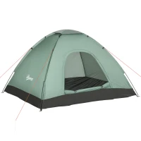 Outsunny Tenda da Campeggio 2 Posti con Porta a Cerniera, Zanzariera e Sacca di Trasporto, 206x185x120cm, Verde(m-1)