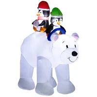 Outsunny 6.4ft Inflatable Polar Bear and Penguin Christmas Inflatable(m-1)