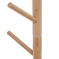 HOMCOM Cabide de Pé com Banco Pendurador Tipo Árvore Moderno 6 Ganchos para Pendurar Roupa Malas Corredor Entrada Bambu e MDF 80x30x180cm(m-10)