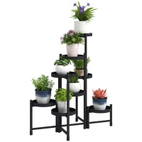 Outsunny Support plantes intérieur en acier 8 niveaux étagère à plantes structure triangulaire pliable 75 x 49 x 82 cm noir(m-10)