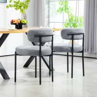 HOMCOM Lot de 2 chaises de salle à manger avec dossier en tissu pieds en acier 51 x 51 x 76 cm gris(m-7)