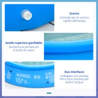 Outsunny Piscina Gonfiabile per 3-4 Persone in PVC con Pompa Manuale, Φ274x76cm, Blu(m-6)