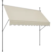 Outsunny Store banne autoportant manuel rétractable 3L x 1,2l x 2,1-3H m inclinaison réglable métal alu polyester sable(m-10)