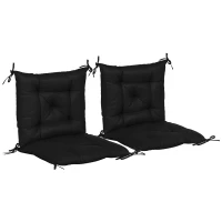 Outsunny Conjunto de 2 Almofadas de Cadeira 50x98x8 cm Almofadas de Cadeira de Exterior para Jardim Terraço Varanda Preto(m-10)