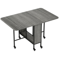 HOMCOM Six-Person Drop Leaf Dining Table - Grey/Black