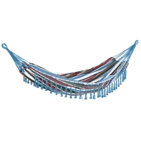 Outsunny Hamaca Doble Portátil de Algodón 285x150 cm con Bolsa de Transporte para Exteriores Patio Jardín Playa Camping Carga 120 kg Multicolor