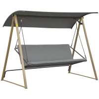 Outsunny Baloiço de Jardim 3 Lugares com Teto Ajustável Assento Acolchoado e Estrutura de Aço Carga 320 kg 224x133x173 cm Cinza(m-10)