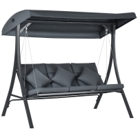 Outsunny Balancelle Jardin 3 Places Acier Polyester Gris