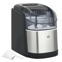 HOMCOM Eiswürfelmaschine Eiswürfelspender, Ice-Maker, 12kg/Tag, 9 Stück/ 6-12Minuten, Silber(m-10)