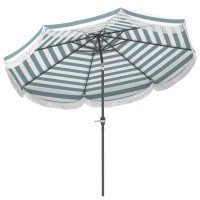 Outsunny Parasol de jardin 2,7 ​​m, parasol inclinable d'extérieur UPF 30+ avec manivelle, 8 baleines, bleu clair et blanc(m-11)