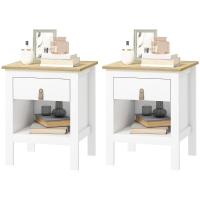 HOMCOM Lot de 2 tables de chevet avec tiroir et compartiment ouvert, 45 x 40 x 55 cm, blanc