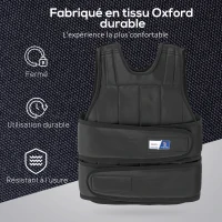 Gilet lesté réglable - Aosom.fr x FFHandball - veste lestée 20 Kg max. poids amovibles entrainement musculation exercice(m-6)