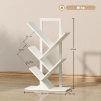 HOMCOM Estantería en Forma de Árbol con 5 Estantes y Sistema Antivuelco para Salón Dormitorio 50x24x82 cm Blanco(m-3)