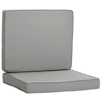 Outsunny Lot de 2 coussins de chaise coussins d'assise déhoussables coussins matelassé rembourré mousse polyester gris clair(m-11)