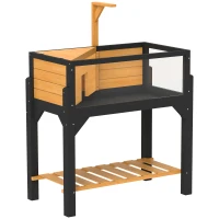 PawHut Wooden Tortoise House with Storage Shelf, Clear Observation Windows, Lamp Holder, Openable Top, Built-in Tray, Yellow(m-11)