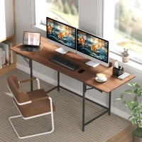 HOMCOM Klappbarer Schreibtisch Computer Tisch 2 klappbare Klappen für 2 Bildschirme, für Schlafzimmer, kleine Räume, 170 x 58 x 78 cm Nussbaum(m-2)