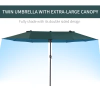 Outsunny parasol met zwengel tuinparasol dubbele marktparasol 460 x 270 cm donkergroen(m-4)