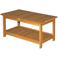 Outsunny 45 x 90cm Acacia Wood Two-Tier Garden Table(m-10)