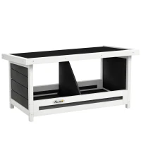 PawHut Nido per Galline a 2 Aree con Base Rialzata e Tetto, in Legno e Bitume, 66x37x34 cm, Grigio Bianco e Nero(m-1)