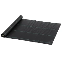 Outsunny Rolo de Malha Anti-Ervas 1x100 m Malha Geotêxtil 60 g/m² para Controlo de Ervas Daninhas de Jardim Malha Anti-Ervas Preta(m-10)