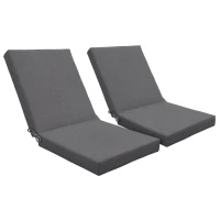 Outsunny Lot de 2 coussins d'extérieur pour fauteuil chaise à dossier avec attaches rembourrage 8 cm, 112L x 51l cm, gris foncé(m-10)